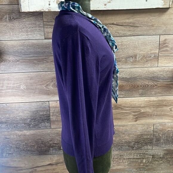 Liz Claiborne Classy Petite Ladies Sweater w/ attch’d scarf Purple&Teal Size PL - Picture 3 of 6
